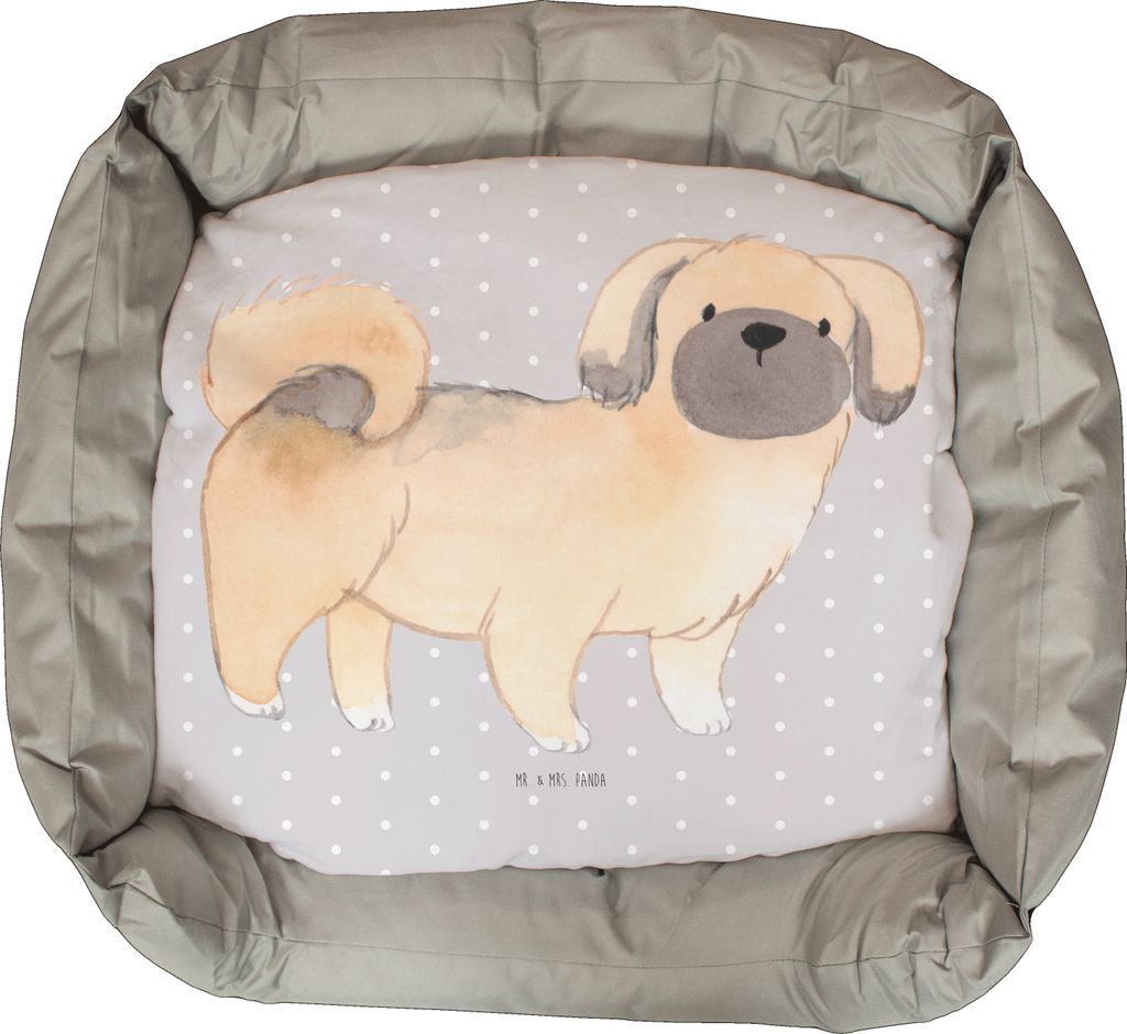 Mr. & Mrs. Panda Hundekorb Pekingese Lebensretter - Grau Pastell - Geschenk, Welpen, Peking-Palasthund, Valentinstag, Pekinese, Hund, wichtelgesche...