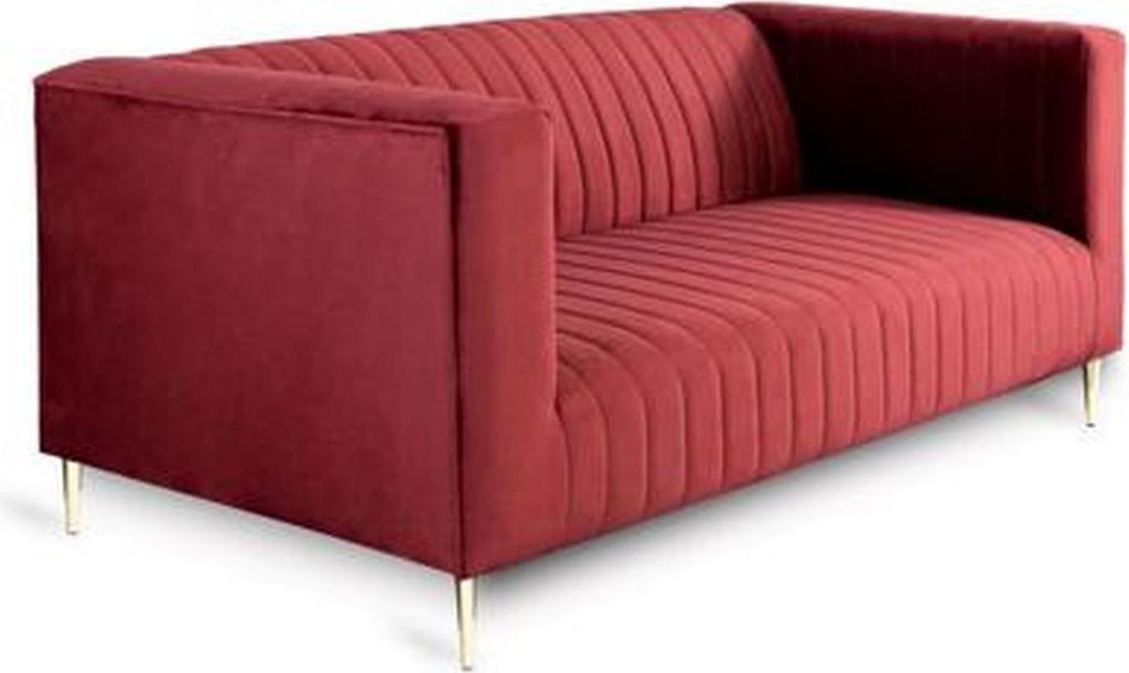 Sofa 2 Sitzer Rosa Wohnzimmer Modern Design Luxus Holz Möbel Polster Stoff Neu