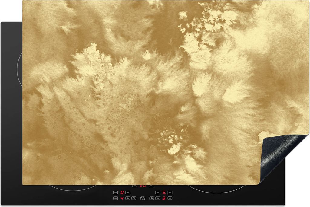 KitchenYeah Herdabdeckplatte Gold - Farbe - Abstrakt , 81x52cm, Küche Deko, Glaskeramikkochfeld Herdabdeckung, Abdeckplatte fùr Kochfeld