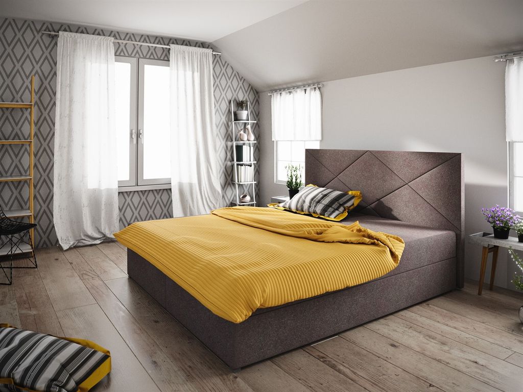 Boxspringbett Schlafzimmerbett NAIA 180x200cm Braun inkl.Bettkasten
