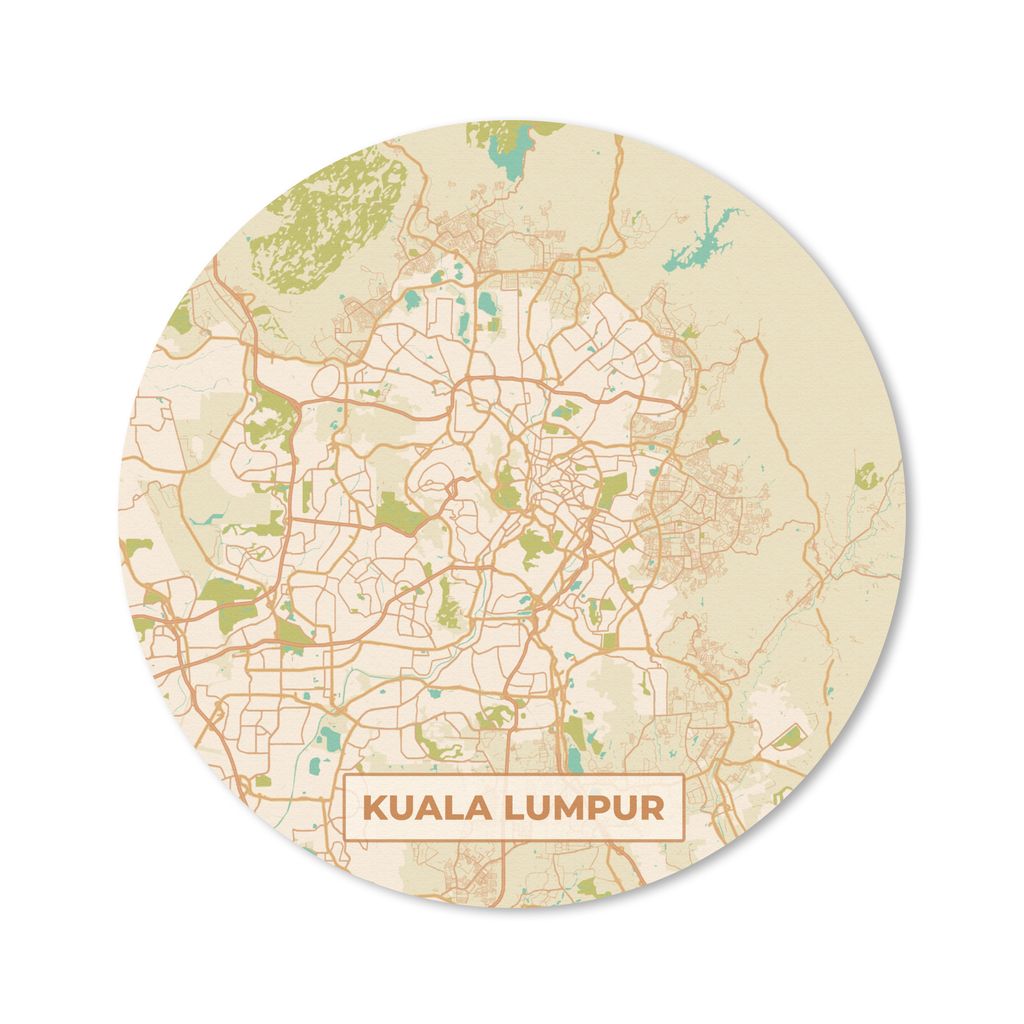 MuchoWow Mauspad Mousepad Kuala Lumpur - Stadtplan - Vintage - Karte 40x40 cm - Mousepads - Maus Mat - Pad - Mausunterlage - Schreibtisch Accesso...