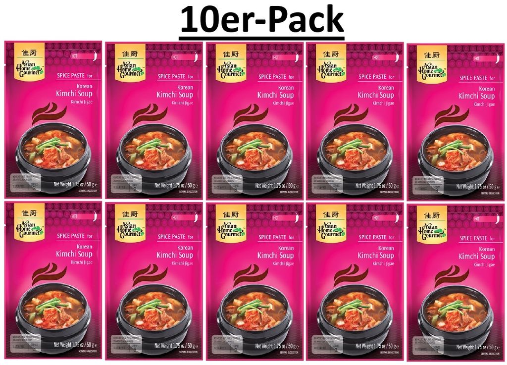 10er-Pack Asian Home Gourmet Koreanische Kimchi Suppenpaste 50g