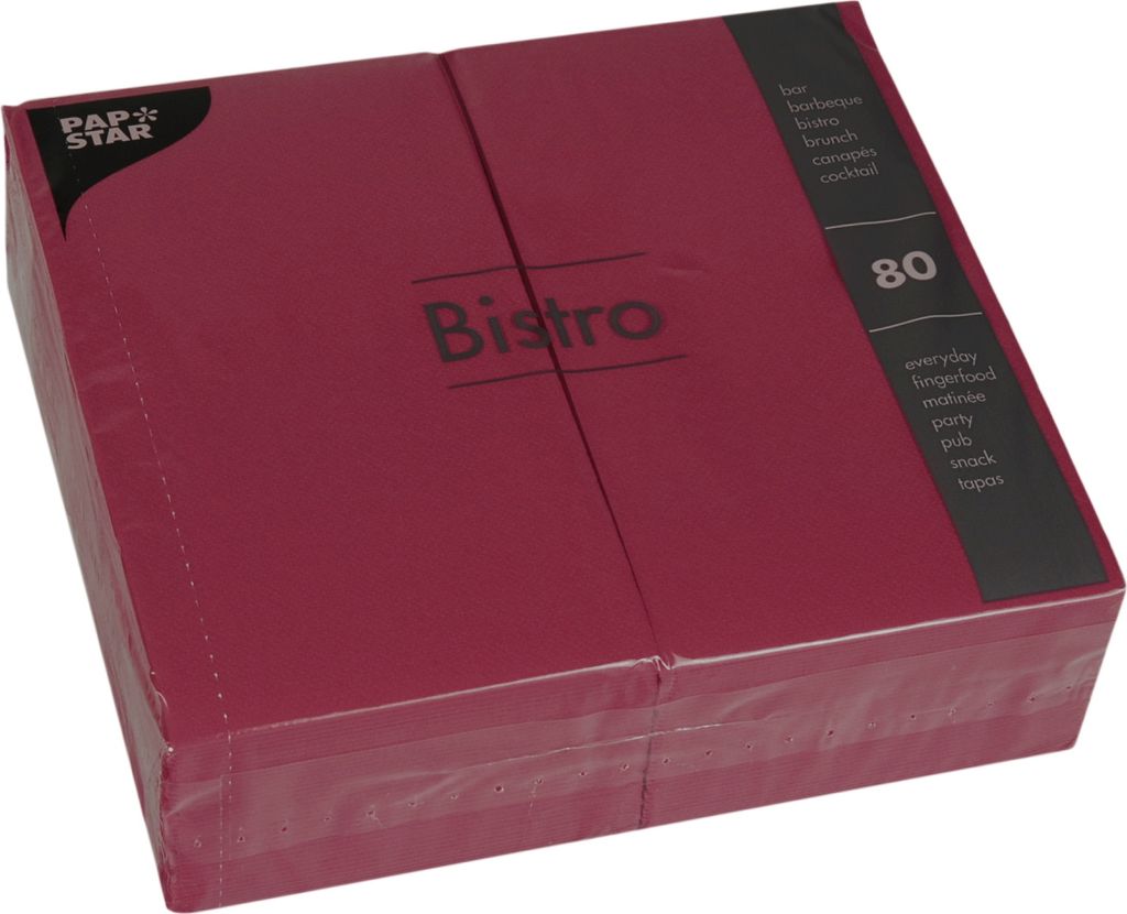 80 Servietten, 2-lagig 1/6-Falz 40 cm x 32 cm bordeaux Produktbild 