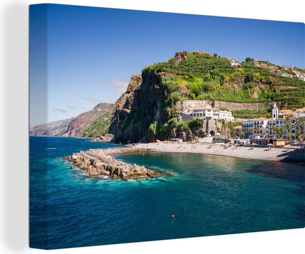OneMillionCanvasses - Leinwandbilder - 140x90 cm, Die Stadt Ponta do Sol auf Madeira, Wandbilder Kunstdruck Wanddekoration - Foto auf Leinwand - ...