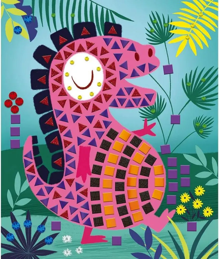Mosaïques Dinosaure Maxi Janod : Jeu Calme sans Colle pour les Petits
