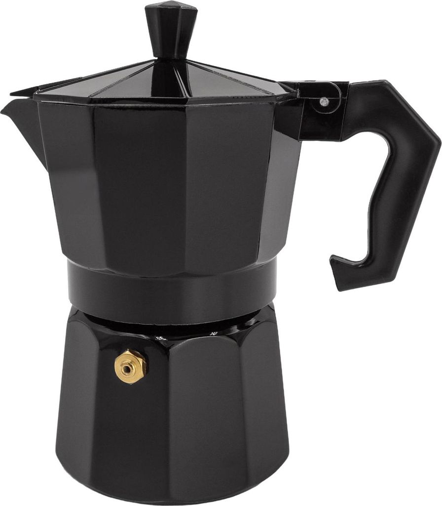 Intirilife Espressokocher Aluminium - schwarz- 3 Tassen Mokka-Kanne, 160 ml italienischer Kaffee, Kaffeebereiter geeigent Gas, Glaskeramik, Elektro...