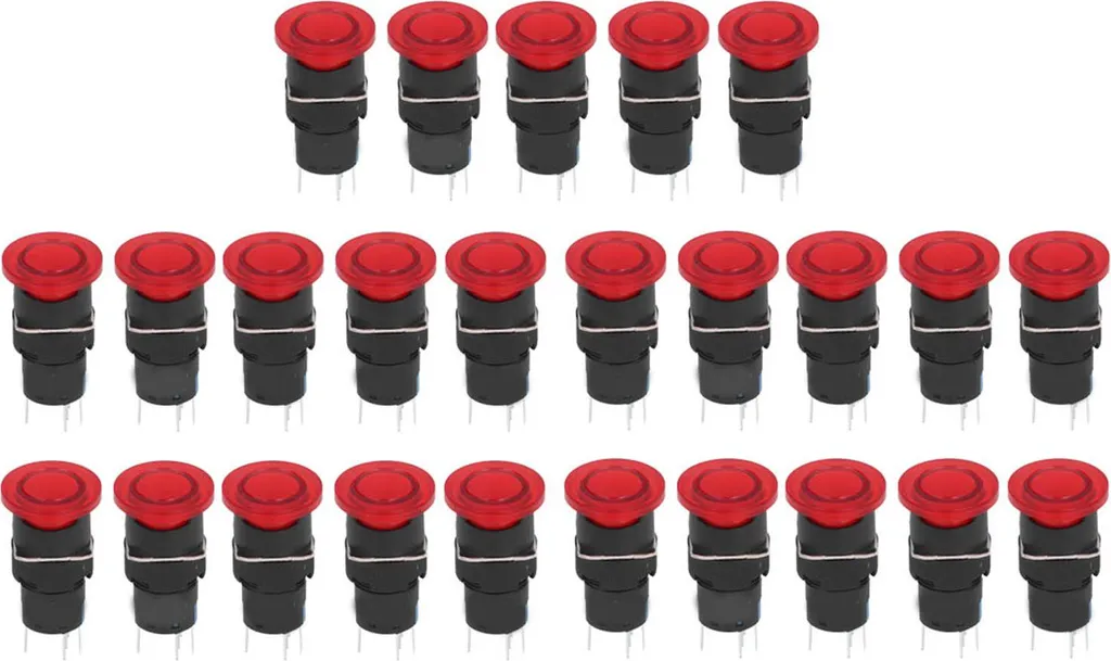 Bouton à tête champignon 16mm avec éclairage LED 24V - Pack de 25 pcs - 9