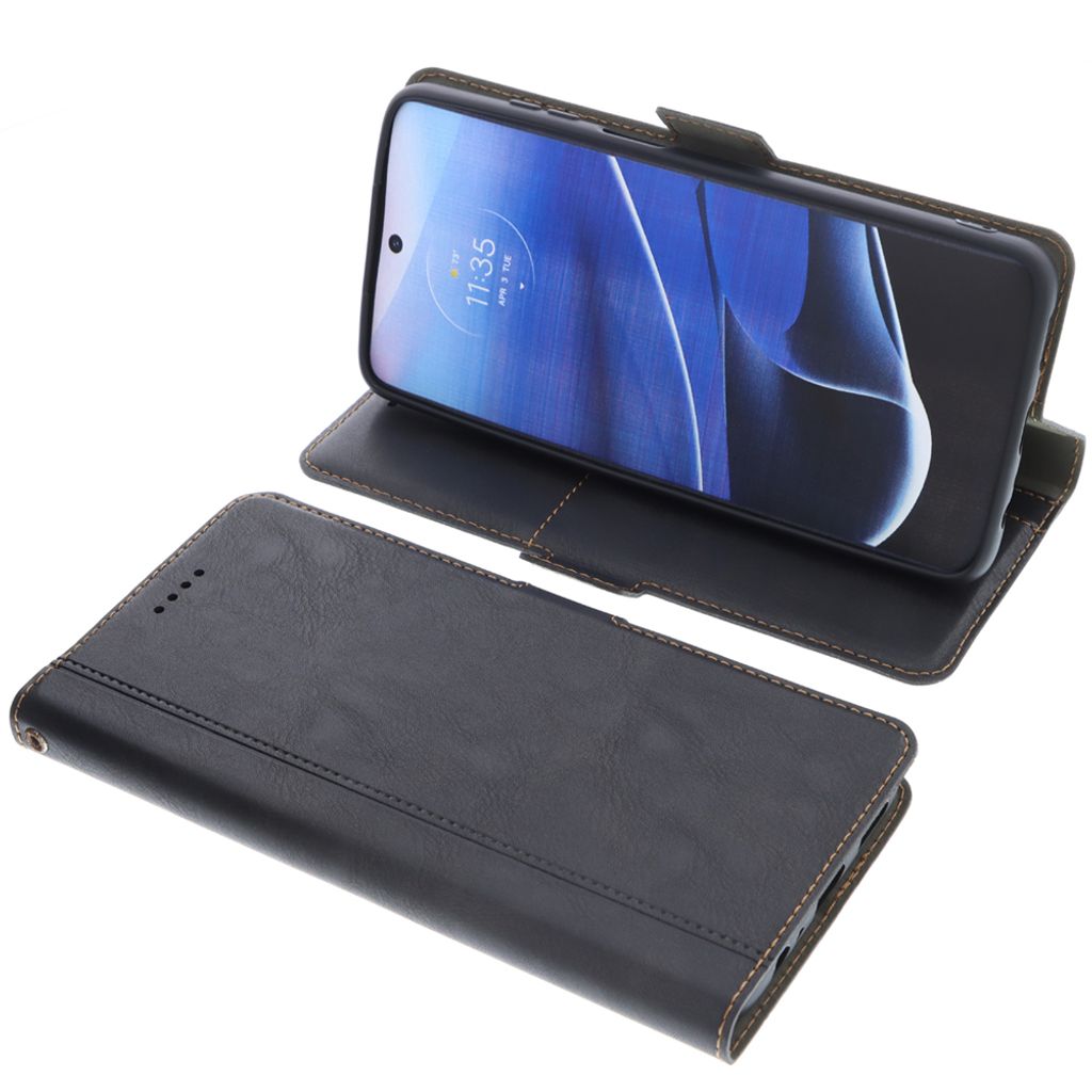 foto-kontor Tasche kompatibel mit Motorola Moto G 5G 2022 Book Style schwarz Schutz Hülle Buch