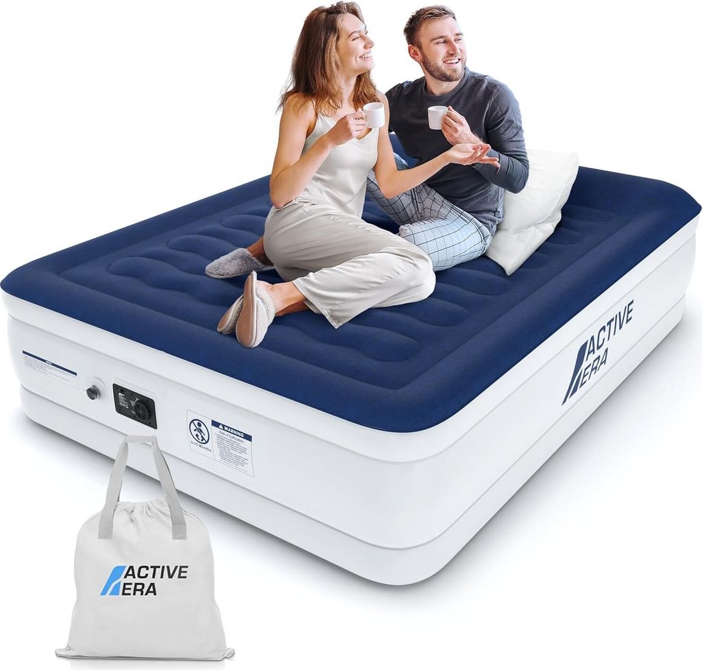 Luxus Luftbett 2 Personen, Luftmatratze selbstaufblasend mit eingebauter elektrischer Pumpe & integriertem Kissen, Aufblasbare Matratze für Camping