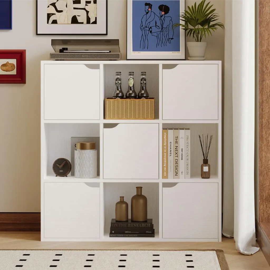 Étagère Blanche 9 Niveaux Style Loft avec Structure Renforcée et Design - 6
