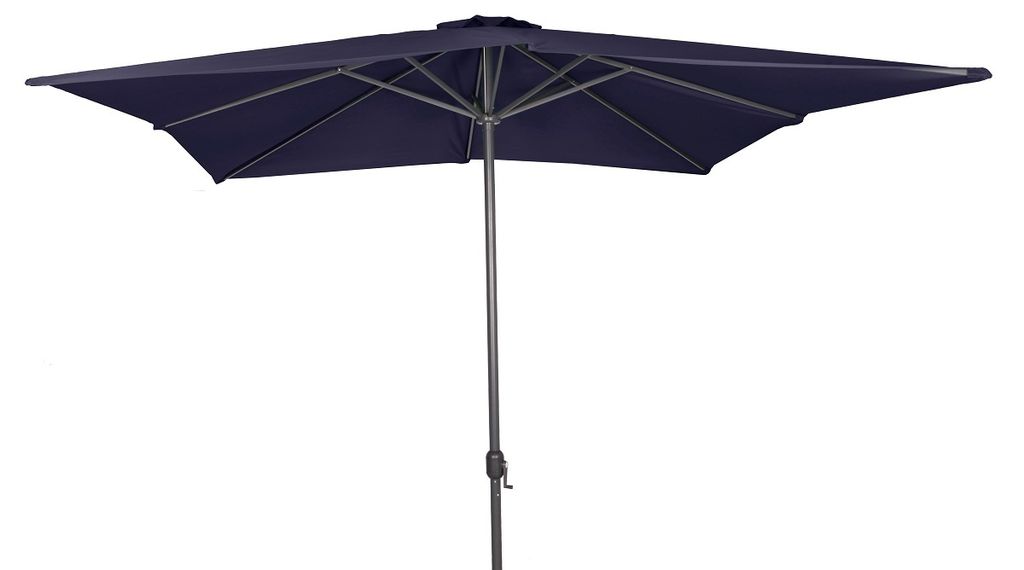 Sonnenschirm 3x3 m UV30+ quadratisch Kurbelschirm Gartenschirm Balkon blau Alu