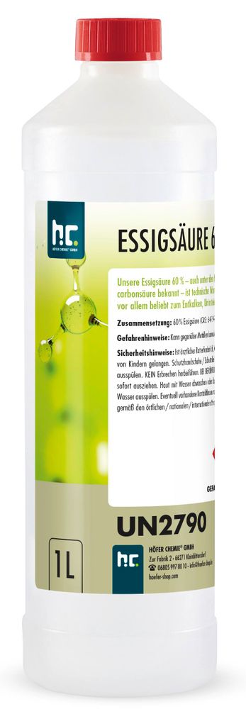 1x1 L Höfer Chemie® hochprozentige Essigsäure 60% zur Produktbild 