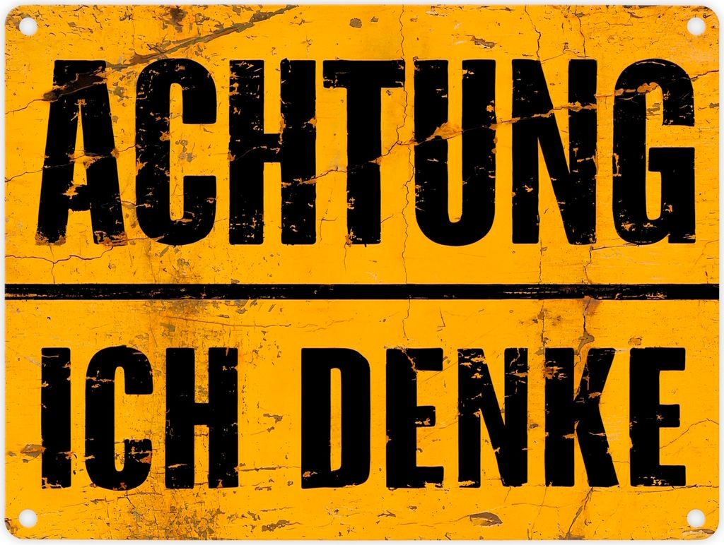 Achtung ich denke - Altes Holzdesign Metallschild in 15x20 Produktbild 