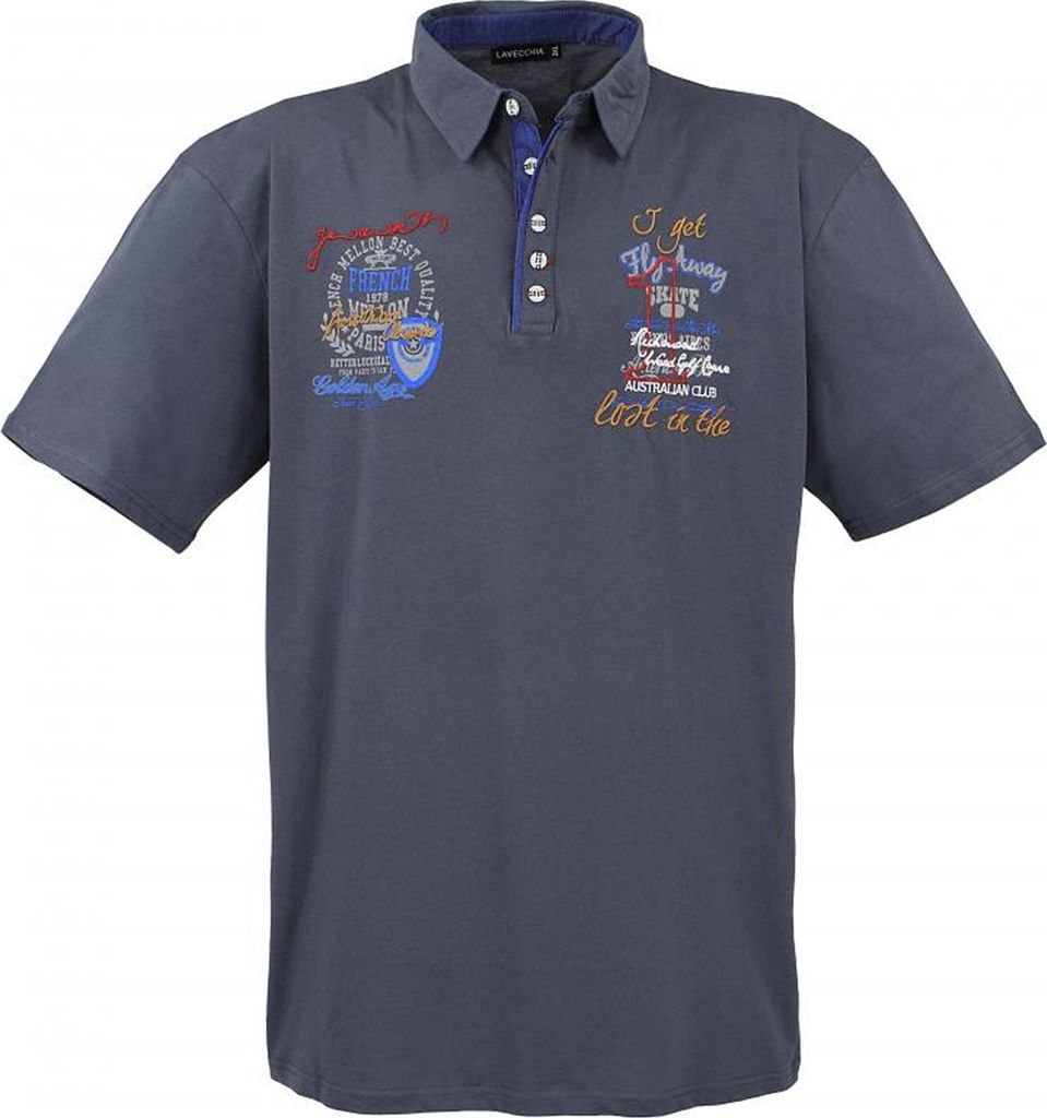 Übergrössen Hippes Polo-Shirt Kurzarm LAVECCHIA Anthrazit 8XL