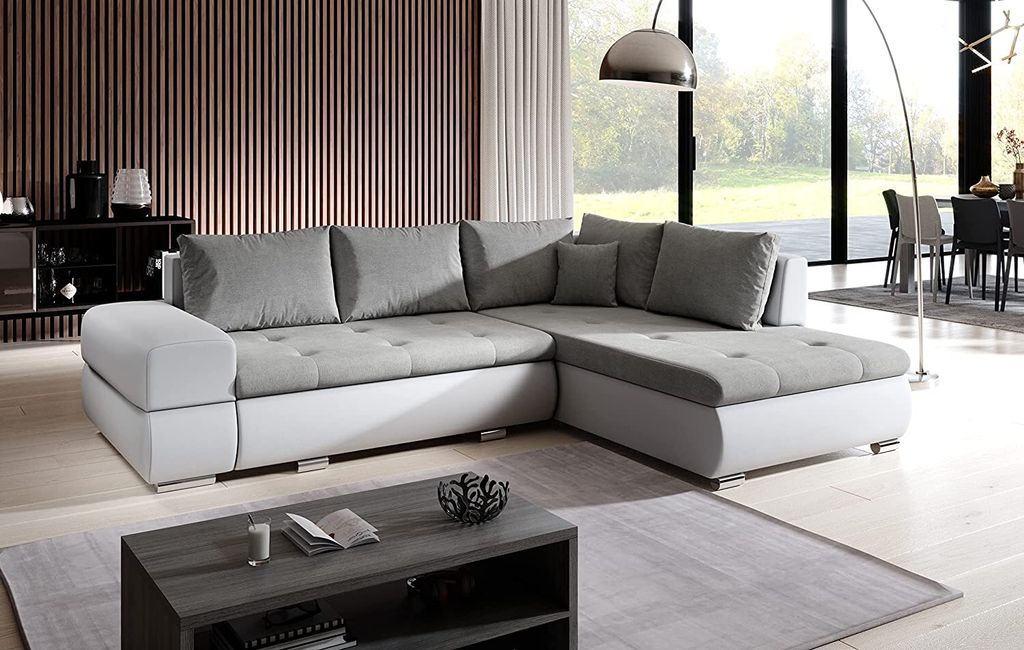 Santorini Ecksofa in L-Form 272 cm x 190 cm - Schlafsofa mit Bettkasten - Couch mit Stauraum und Kissen - Sofa mit Schlaffunktion Farbe: Wie auf d...