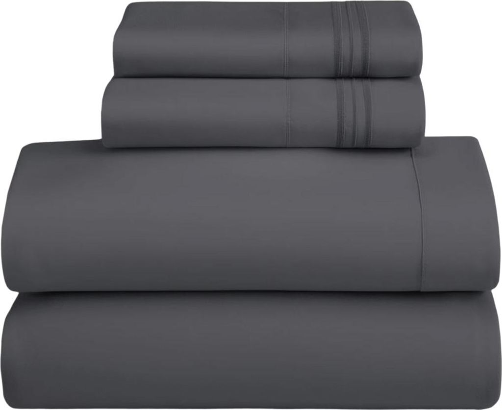 Hotel-Luxus-Bettlaken-Set, 4-teilig, tiefe Taschen, ultraweiche Mikrofaser, Anthrazit/Steingrau
