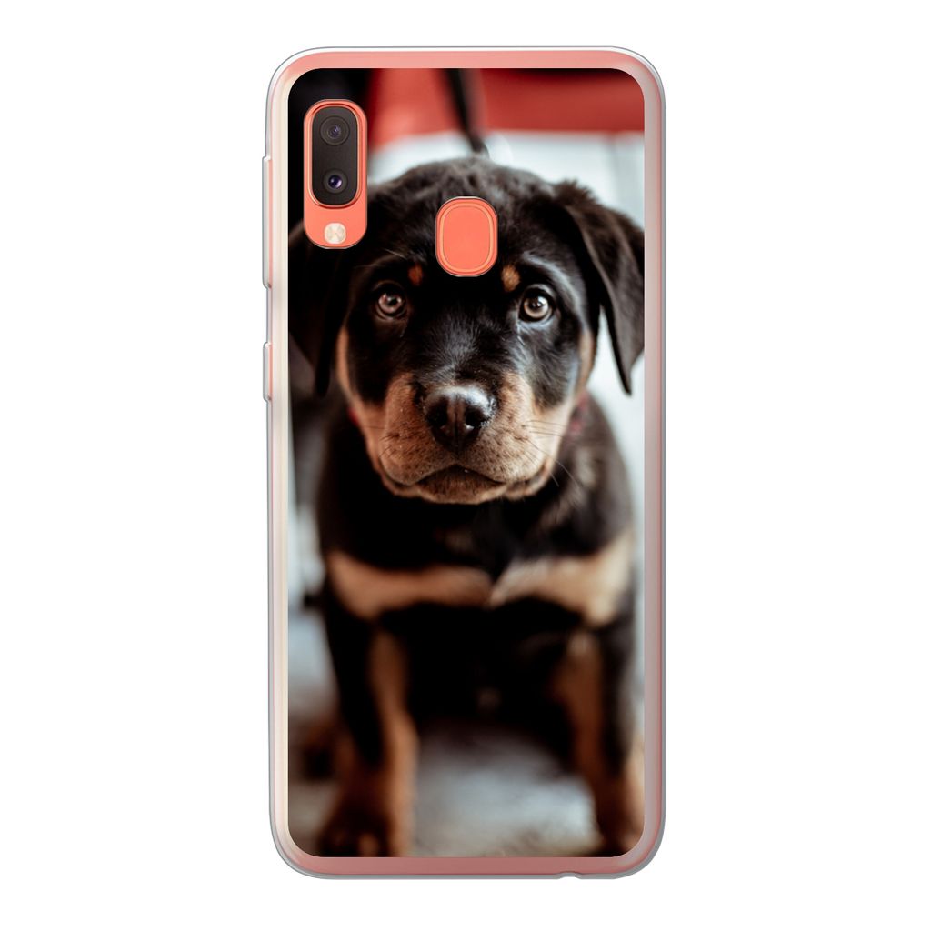 MuchoWow Handyhülle Schutzhülle Hülle für Samsung Galaxy A20e Jung - Hund - Kamera Silikon Softcase Handy Hülle - Abdeckung
