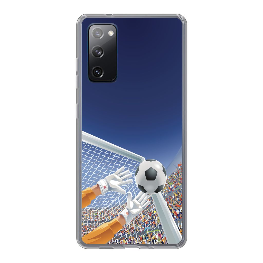 MuchoWow Handyhülle Schutzhülle Hülle für Samsung Galaxy S20 FE Eine Illustration eines Torwarts, der den Fußball stoppt - Junge - Mädchen ...