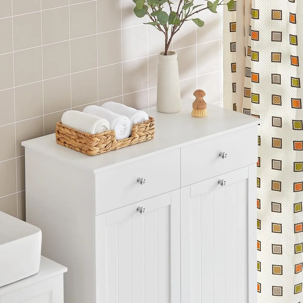 SoBuy BZR33-W Mobile Bagno Bianco - Stile Scandi con Cesti Bucato - 4