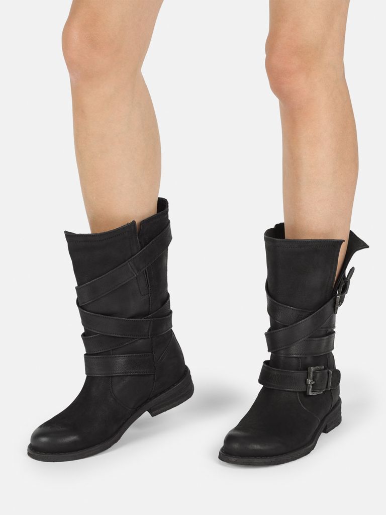 Leder Stiefel Biker Boots GREDO 8562 mit zwei dekorativen Schnallen