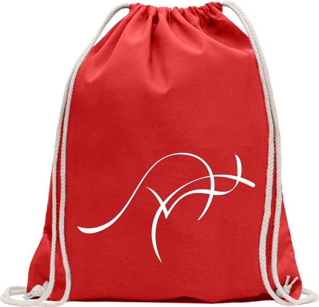 Kiwistar - Turnbeutel - rot - Känguru - Fun Rucksack Sport Beutel Gymsack Baumwolle mit Ziehgurt