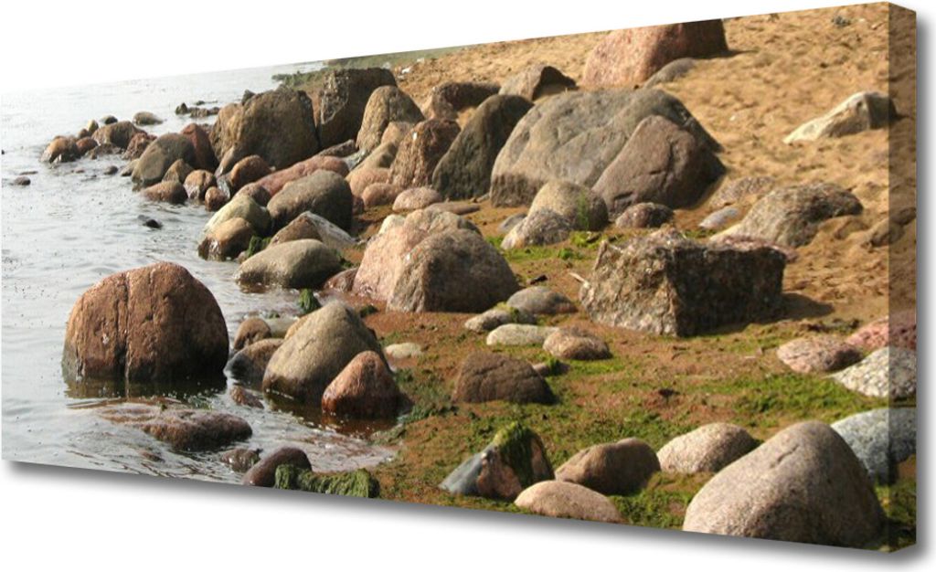 Tulup Leinwand-Bilder 125x50 Wandbild Canvas Kunstdruck Steine Meer Landschaft