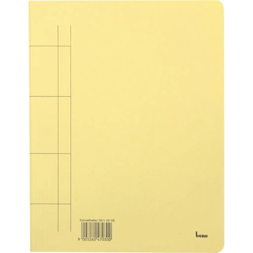 Classeur A4 jaune Bene 81100 en carton rigide avec reliure rapide