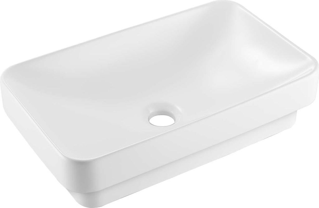 VEVOR Halbeinbauwaschbecken Handwaschbecken 490 x 305 mm rechteckiges Aufsatzwaschbecken mit 45 mm Abflussloch, modernes Einbauwaschbecken für kle...