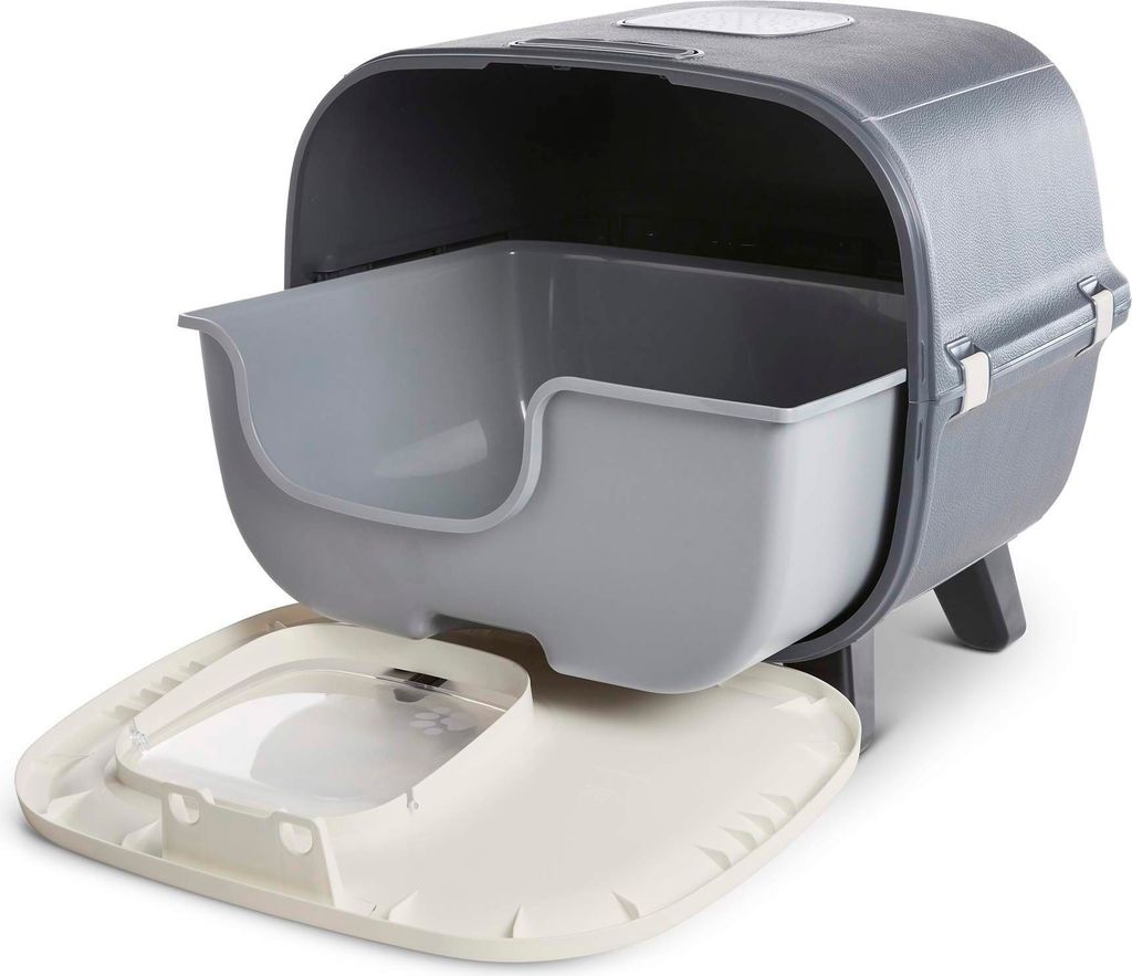 Designer-Retro Katzentoilette mit Schwingklappe, Filter und Produktbild 2