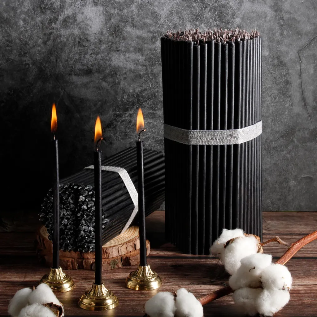 200 Candele Nere in Cera d'Api №80 | 1kg di Qualità Artigianale