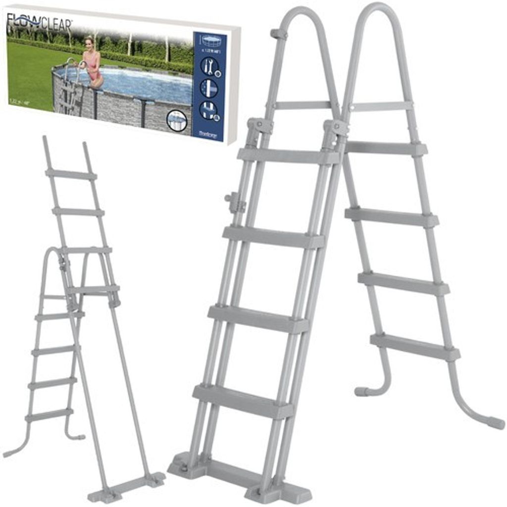Bezpečnostný rebrík Bestway Flowclear 4 stupne 122 cm Obrázok produktu 