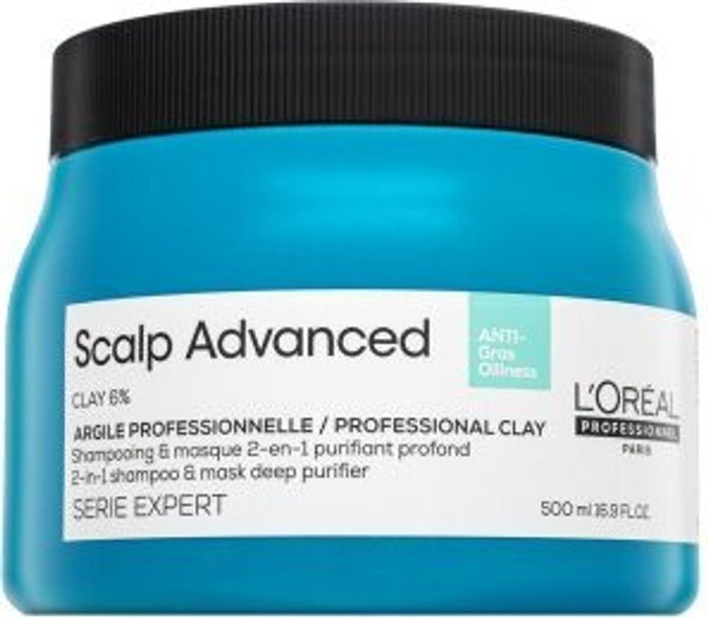 L ́Oréal Professionnel Scalp Advanced Anti-Oiliness Professional Clay 2-in-1 Shampoo & Mask Deep Purifier Shampoo + Haarmaske für fettiges Haar 5...