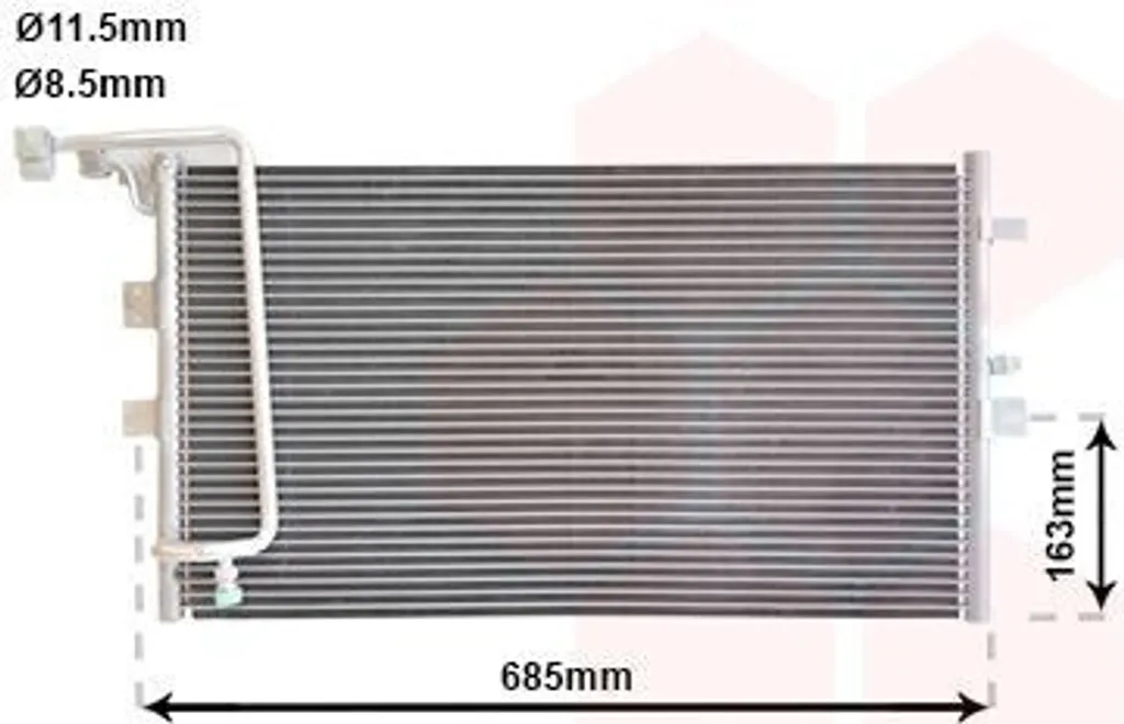 Condenseur Van Wezel 47005039 pour climatisation Saab 9-5 Break YS3E