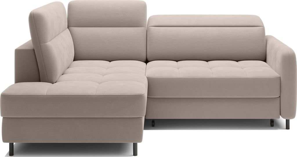 Krudox BAR Ecksofa mit Schlaffunktion Bettkasten und verstellbaren Kopfstützen 208x100x160 cm Liegefläche 160x128 cm Links Stoff Sola 18