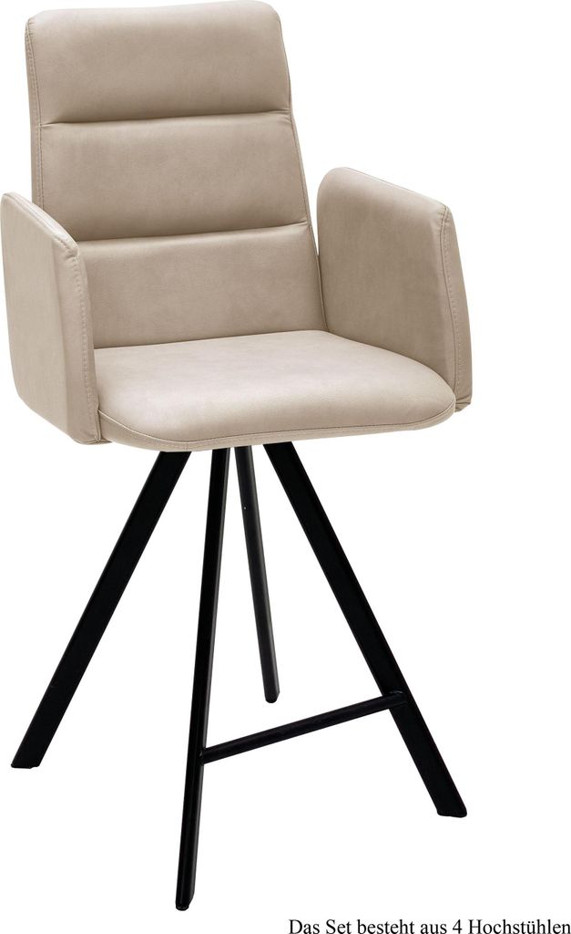 Thekenstuhl drehbar (4er-Set) Devonna 52x109x60 Schwarz/Natur