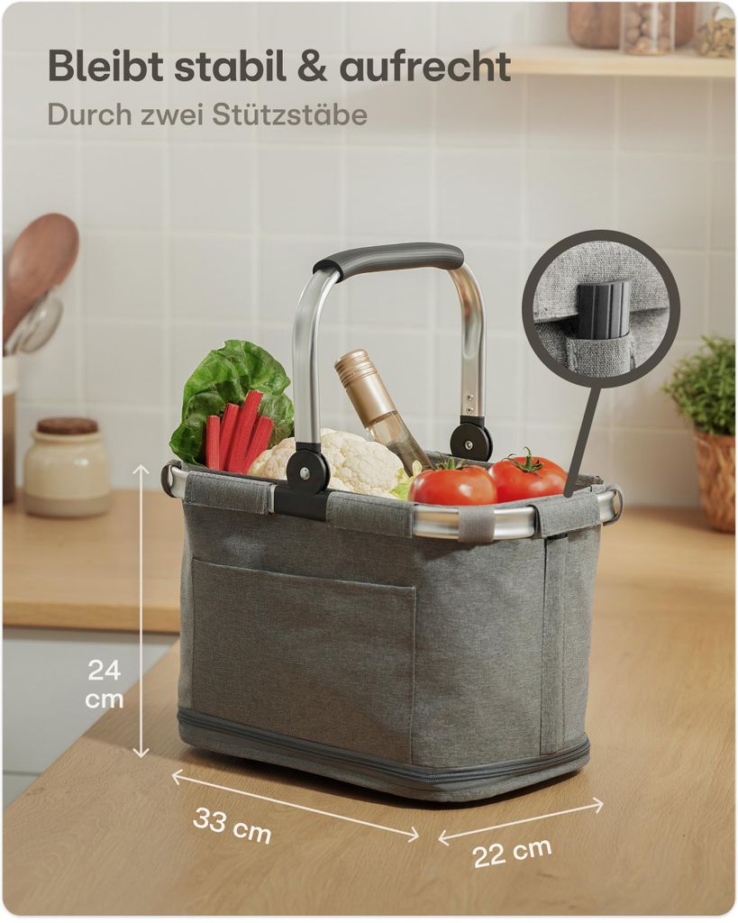 Praknu Einkaufskorb Faltbar Klein – 2 in 1 Erweiterbar 15L