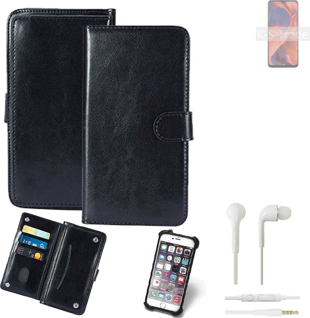 K-S-Trade 360° Hülle kompatibel mit Nokia 3.4 inkl. Headphones schwarz Kunstleder Case BookCase WalletCase Kunstlederederhülle Handyhülle,