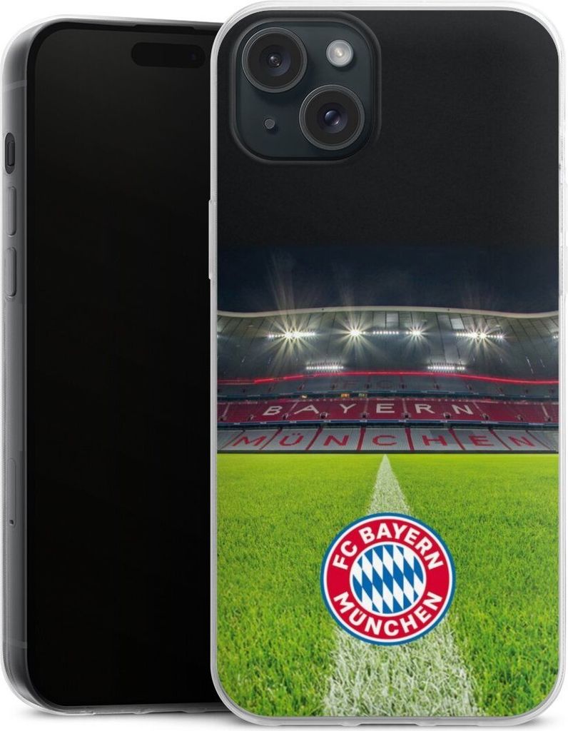 DeinDesign Slim Hülle für Apple iPhone 15 Plus Silikon Case Ultra Dünn Handyhülle FC Bayern München FCB Stadion