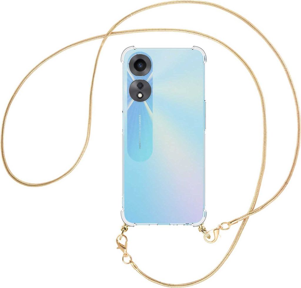 Handykette Backcover-Schutzhülle mit Band (Metall goldfarben) für Oppo A58 5G, Oppo A78 5G (6.56'') - goldfarbene Snake-Kette