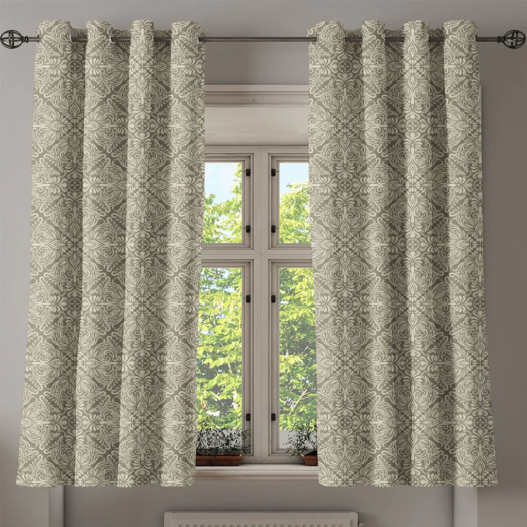 Tenda Damasco Bizantino ABAKUHAUS 280x225cm Tortora & Beige - 2