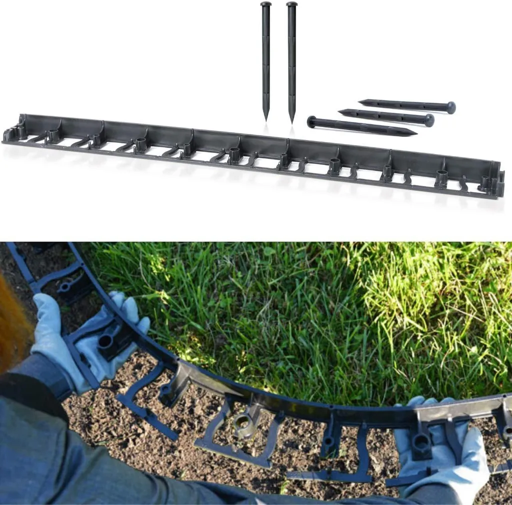 GARDENIX (bordatura per prato 45 mm x 80 mm) Bordatura per aiuole Bordatura per aiuole Bordatura per prato Pietre da pavimentazione Bordatura per falciatura + 3 chiodi per metro – 12 m