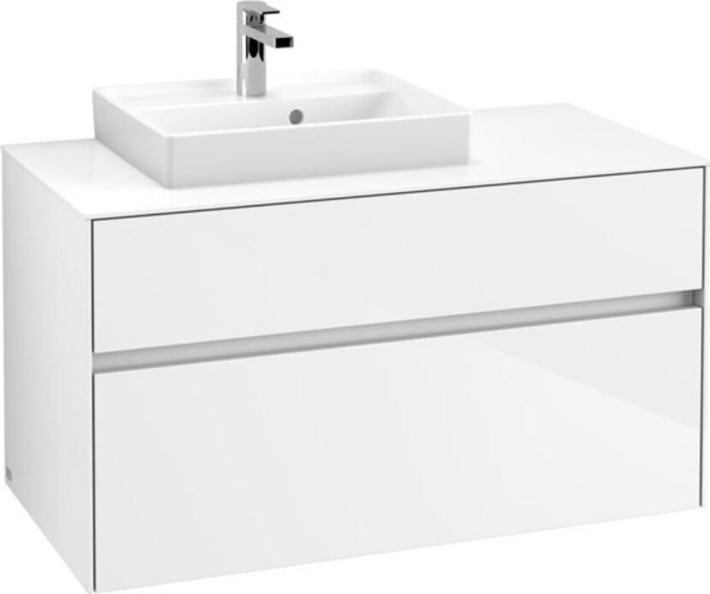 V&B Waschtischunterschrank Collaro 100x54,8x50cm, WT l, LED 7,3 W, glo wh.