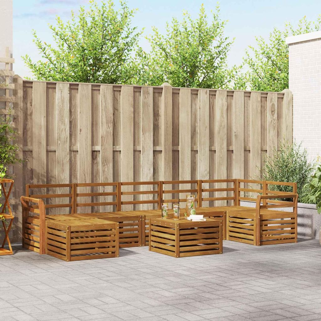 Sofagarnituren - VIDAXL - Terrassen-Sofa - 8 pcs - Natur Massivholz Akazie