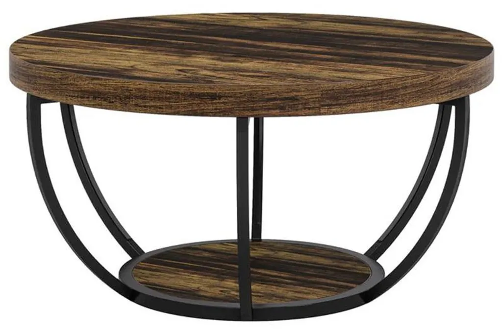 Table basse HOGA-NY166 80x80x45 cm Noir et Marron style Industriel