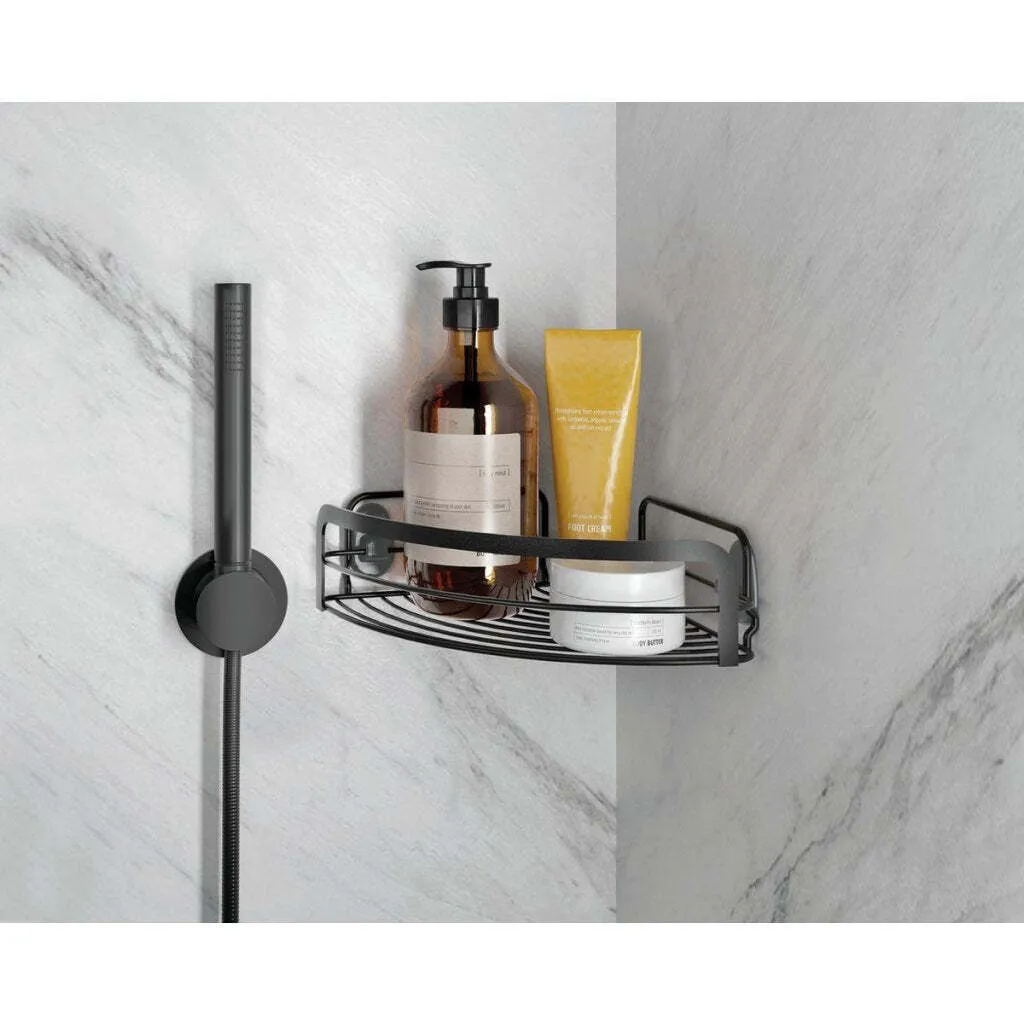 Support de douche d'angle noir pour organiser vos accessoires de bain