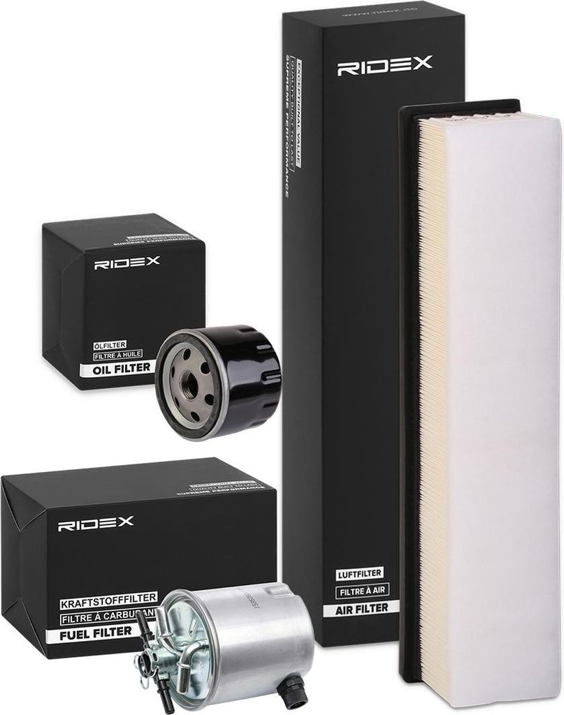 RIDEX Filterset Inspektionspaket Filtersatz für RENAULT LOGAN I Kombi (KS) LOGAN I (LS) Logan Express (US) für DACIA SANDERO