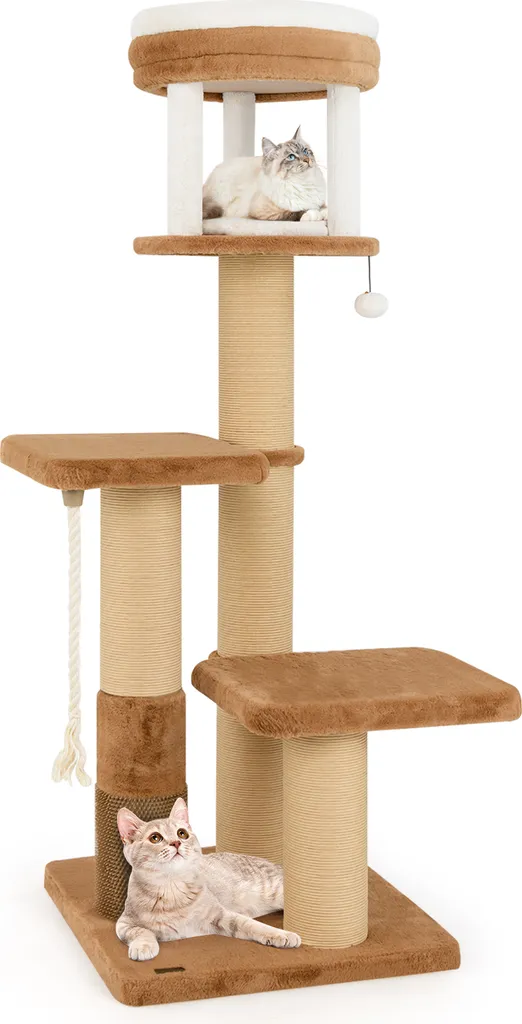 Arbre à chat 164cm Costway avec griffoir en sisal et lit douillet marron