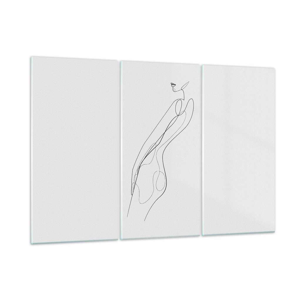 Bilder auf glas - 3 Teile - Kontur Frau Minimalismus - 105x70cm - Glasbilder - Wandbilder - Bilder - zum Aufhängen bereit - Wanddekoration aus Gla...