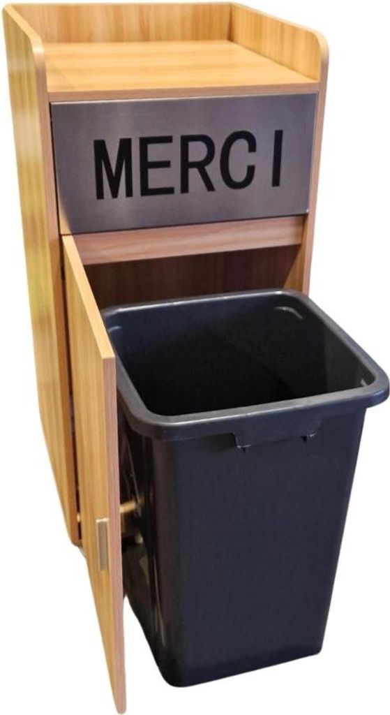 Poubelle snack merci marron avec bac plastique 110L Image du produit 