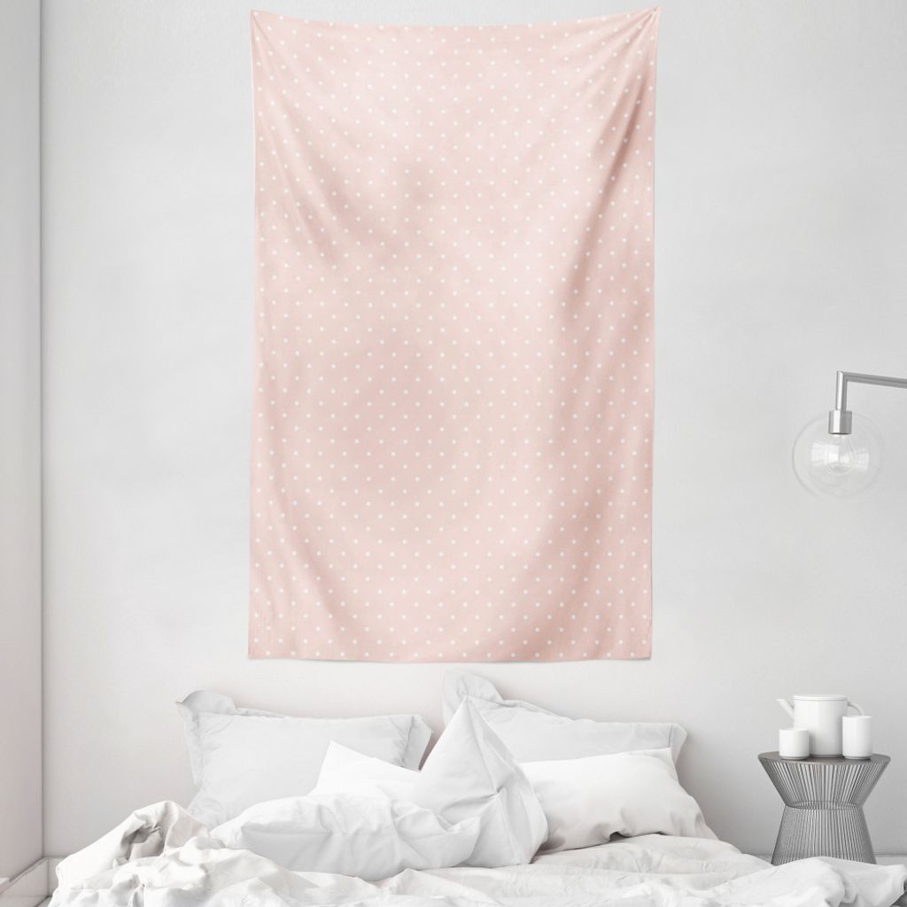ABAKUHAUS Rosa Tupfen Wandteppich und Tagesdecke, Einfach aus Weiches Mikrofaser Stoff Waschbar ohne Verblassen Digitaldruck, 140 x 230 cm, Blush u...